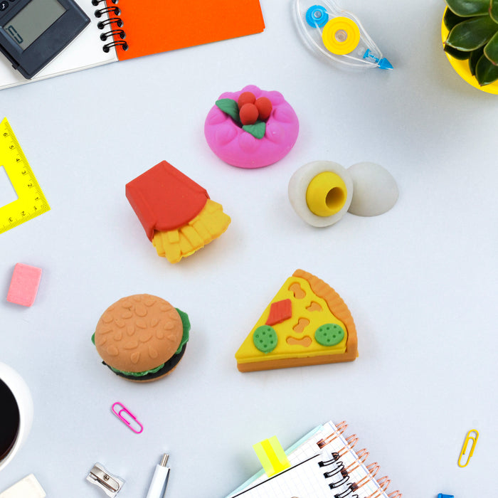 3D Food Shape Fancy & Stylish Colorful Erasers, Mini Eraser Creative Cute Novelty Eraser for Children Eraser Set for Return Gift, Birthday Party, School Prize(5 Pcs Set)