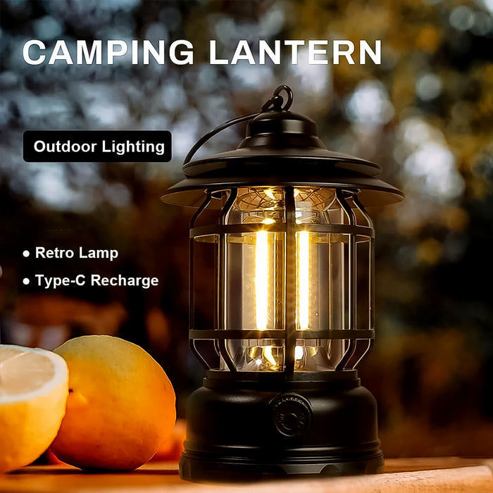 LED Camping Light Retro Style Lighting Battery Type-c Rechargeable (1 Pc)