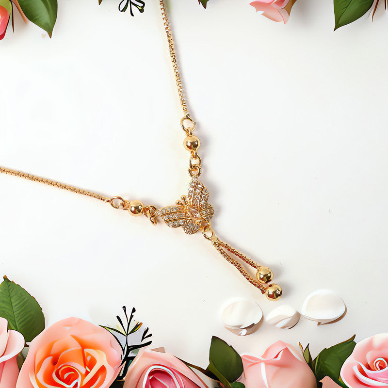 Butterfly Drop Pendant Necklace – Elegant Gold-Plated Chain for Women