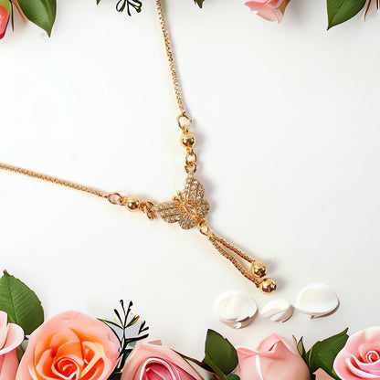 Butterfly Drop Pendant Necklace – Elegant Gold-Plated Chain for Women