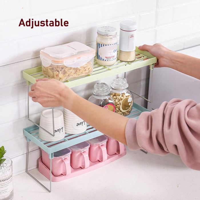1 Tier Folding Storage Organizer Stack Shelf Rack / Kitchen Bathroom Tall Cabinet, Portable Folding Shelf with PP Metal Construction for Home and Dorm Storage