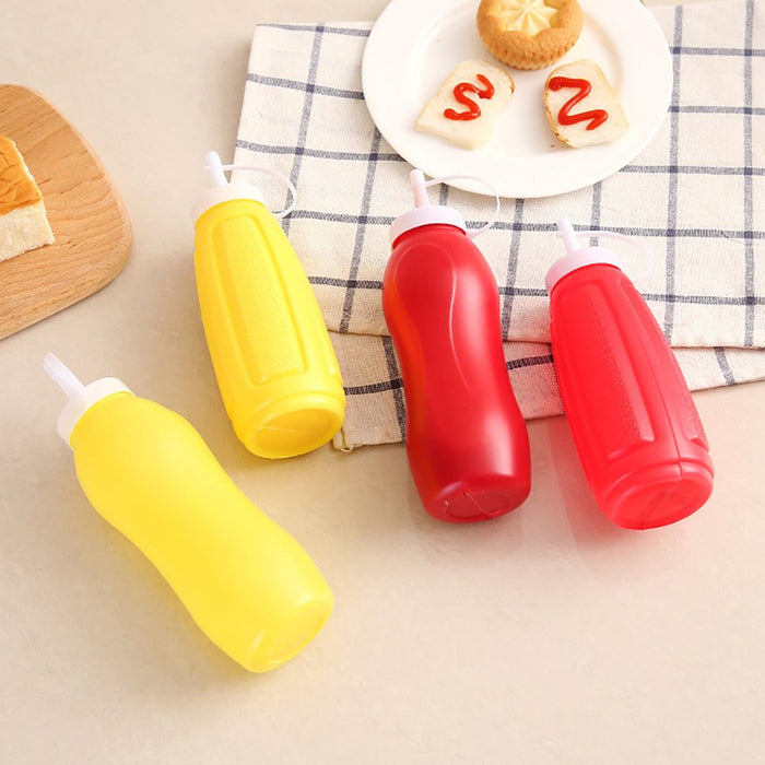 5946 Plastic Squeeze Bottle Ketchup Mustard Honey Sauce Dispenser Bottle ( 2 Pc Set )