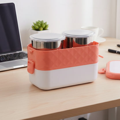 Electric Heated Lunch Box with Stainless Steel Inner Containers (1 Set)