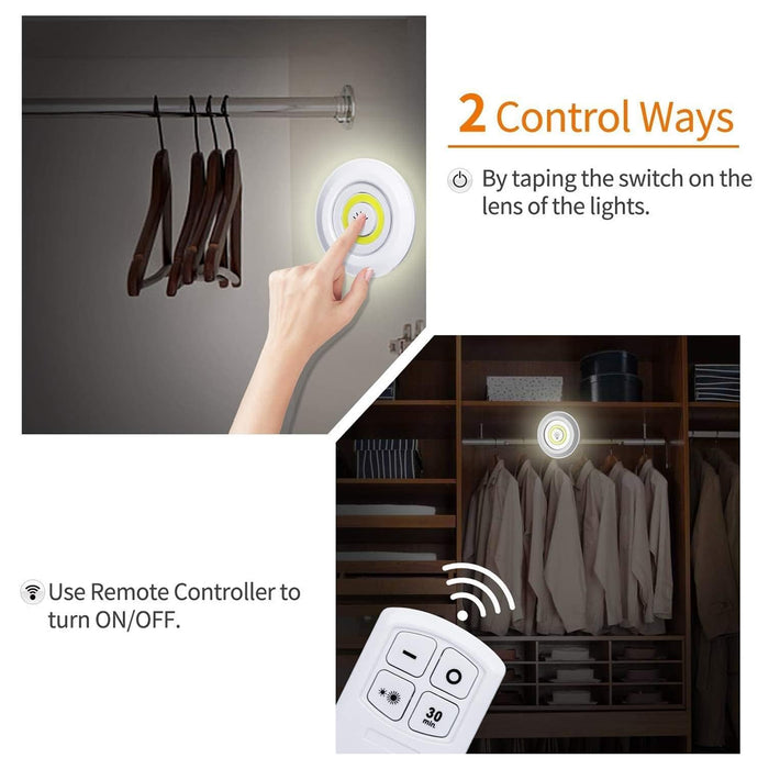 LED Light Under Closet Battery Powered Closet Wall Lamp with Remote Control Bedroom Kitchen Set of 3 LED Lights And 1 Remote Control (Battery Not Included)