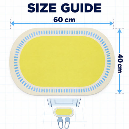 Striped Border Oval Shower Mat, Bright Quick Dry Bathroom Rug (1 Pc, 60x40 Cm)
