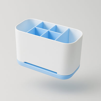 6 Compartment Multi Purpose Organizer Toothbrush Holder Stand Plastic Caddy (1 Pc)