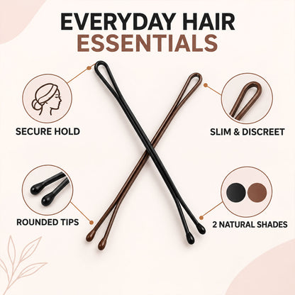 Metal Hair Pins with Rounded Tips for Bun Updo and Everyday Hair Styling (24 Pc)