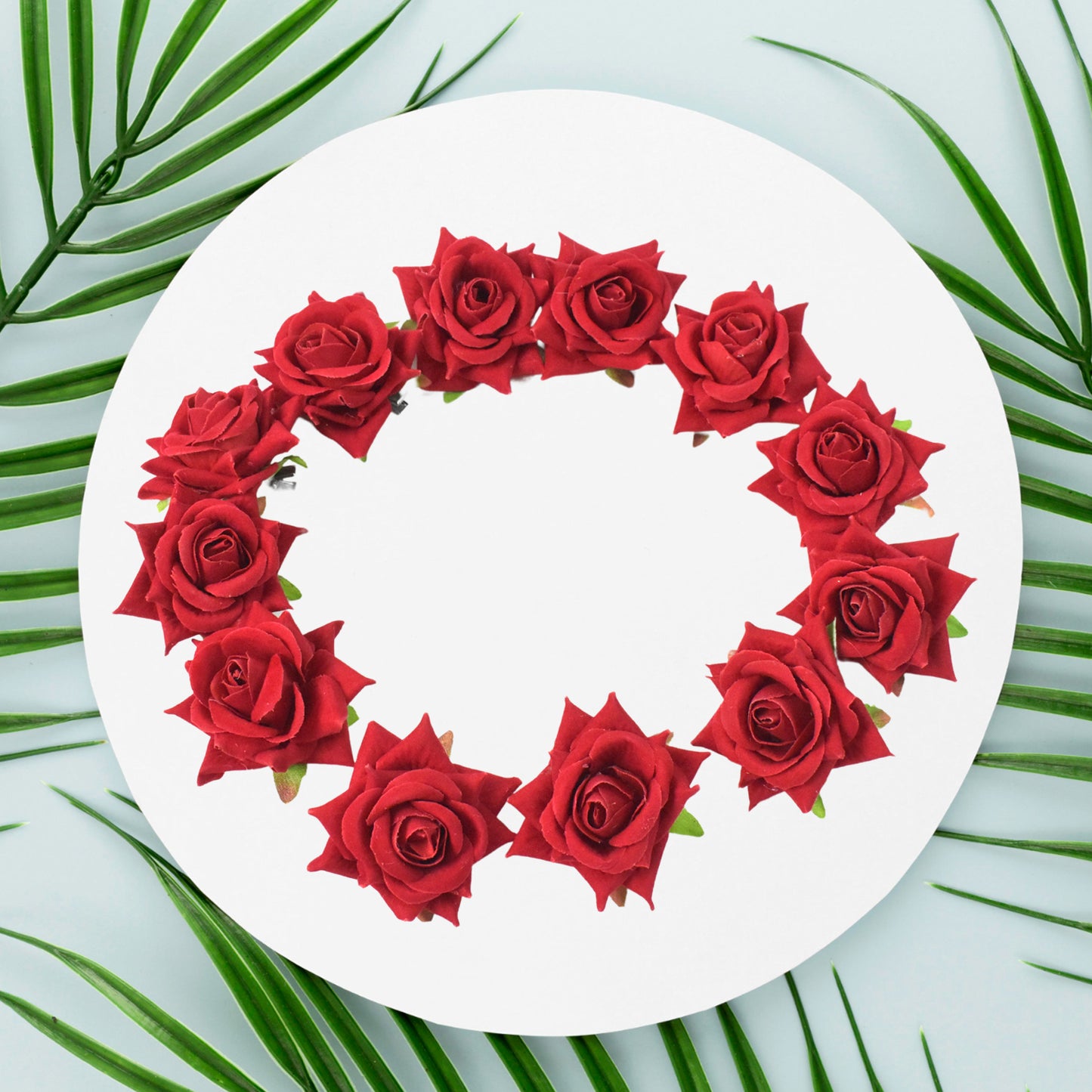 Flower Rose Hair Pin / Clip Velvet Flower Design (12 pcs Set / Red Color Only)