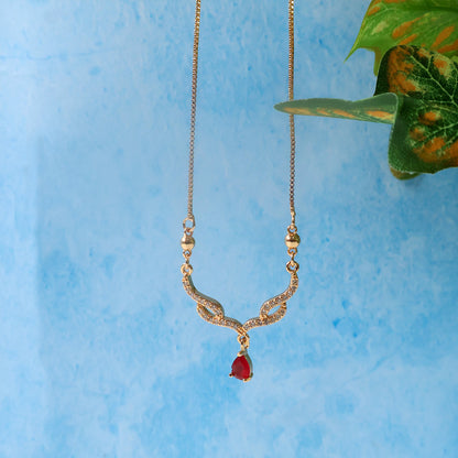Ruby Drop Crystal Pendant Necklace for Women