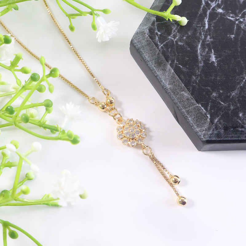 Gold-Plated Sparkling Floral Pendant Necklace for Women