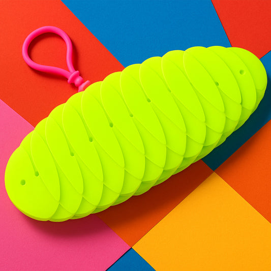 Flexible plastic worm fidget toy folded