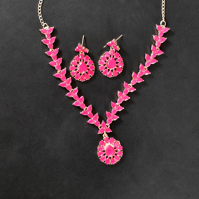 Pink Diamond Necklace with Earring Set