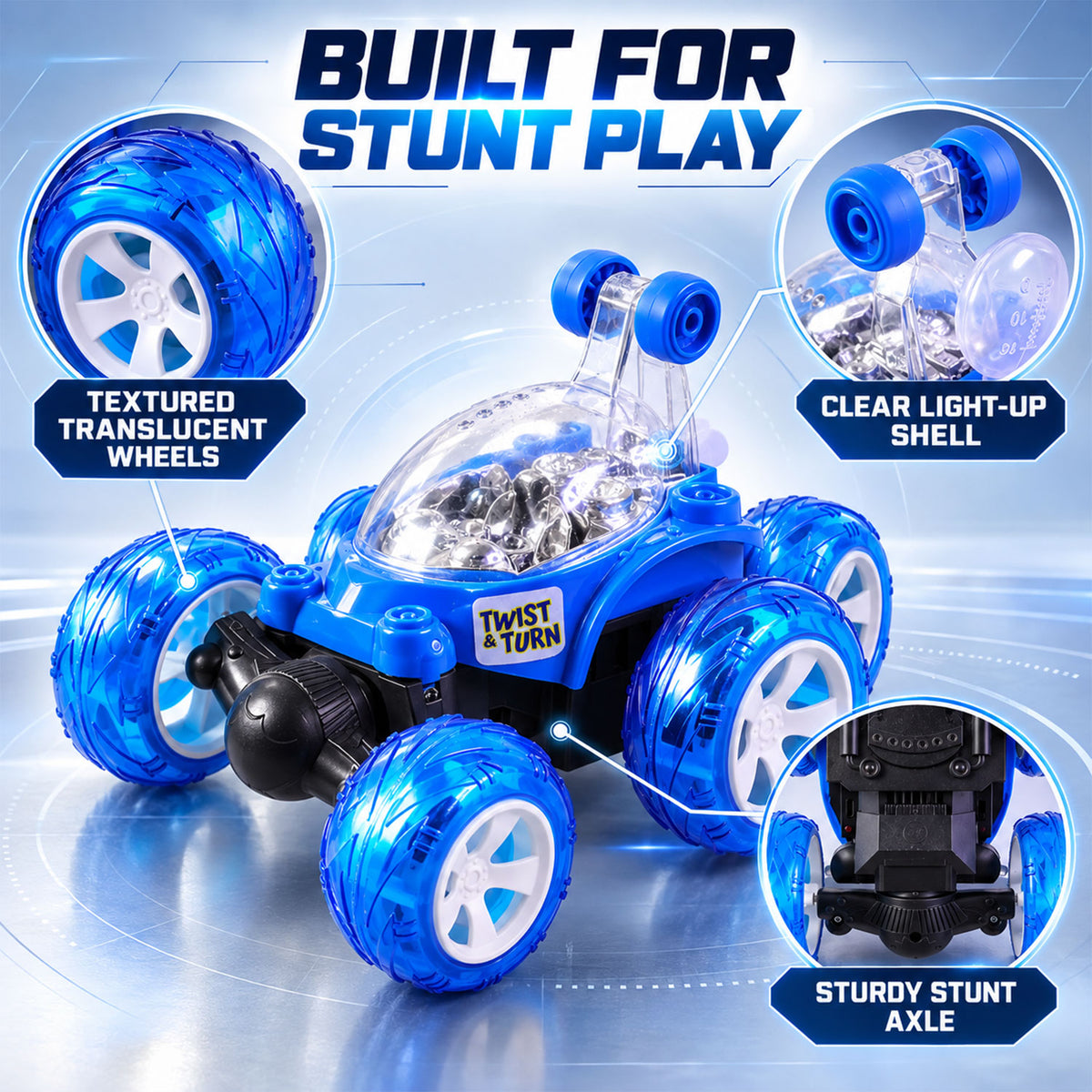 Remote Control Stunt Car with Music LED Lights and Water Spray Effect (1 Set)