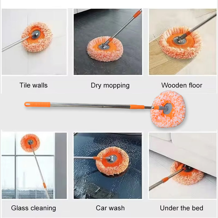 360° Rotatable Ceiling Dust Cleaning Mop Extendable Long Lightweight Handle Mop Heads Pad, Spin Scrubber for Ceiling Floor Bathroom Kitchen Tile