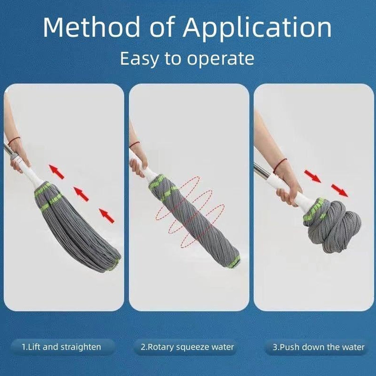 Mop Computer Squeeze Twist Mop Self Wringing Mop, Stainless Steel Handle (1 Pc)