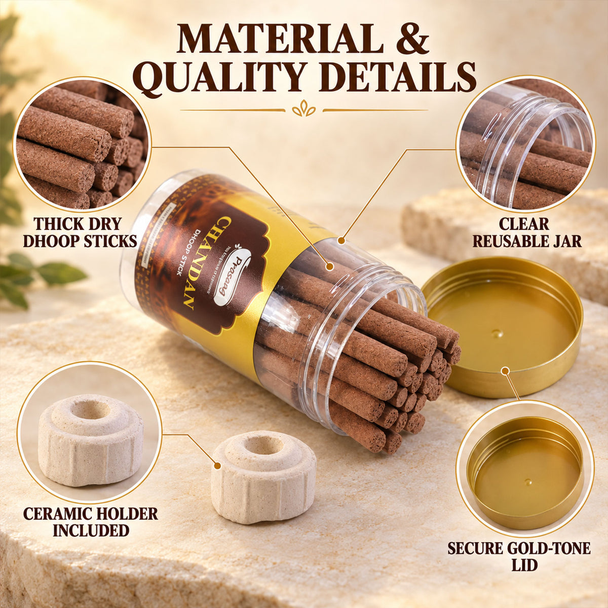 Assorted Fragrance Dhoop Sticks Jar Combo for Daily Puja (6 In 1, 100 Gm Each)