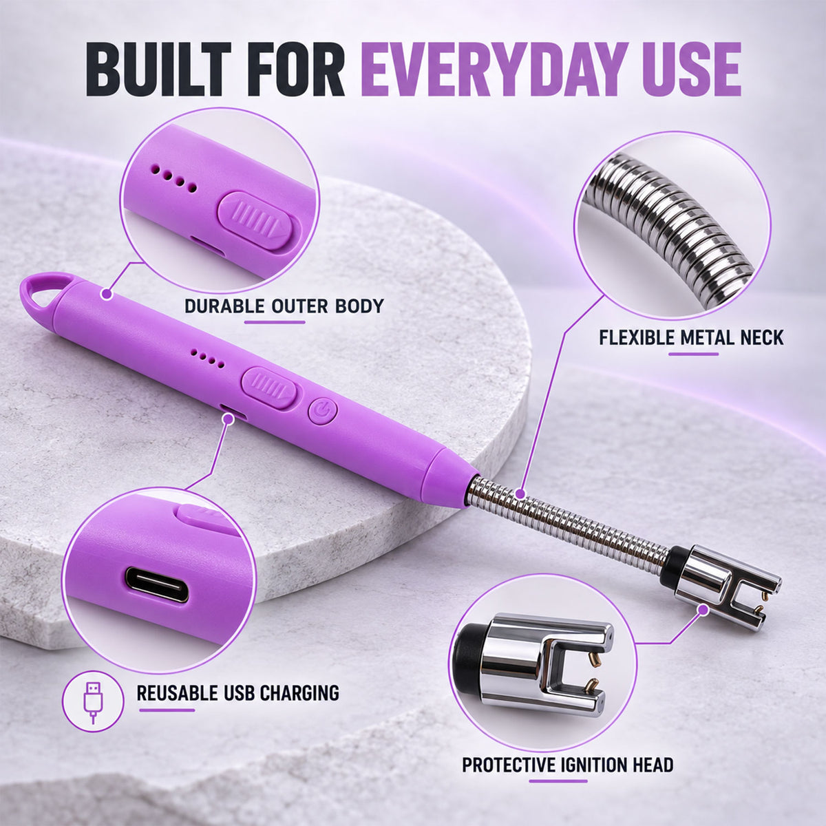 Electric Arc Lighter – USB Rechargeable with 360° Flexible Neck