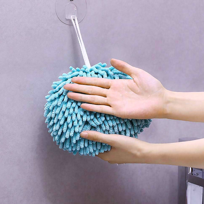 Hand Towels for Bathroom, Kitchen Hand Towel Hand Dry Towels Absorbent Soft Hanging Hand Bath Towels Microfiber Plush Chenille Hand Towel Ball Machine Washable Bathroom with Loop (1 Pc)