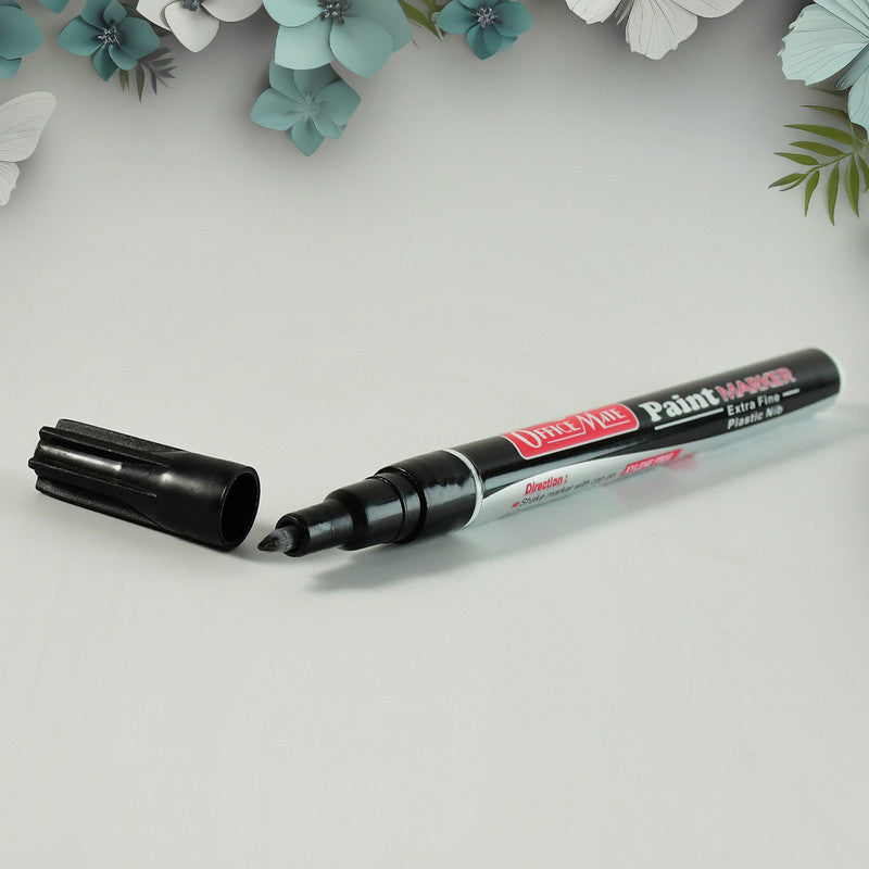 Office Mate Paint Marker – Black Colour Extra Fine Plastic Nib