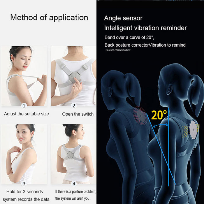 6875 Smart Back Posture Corrector, Shoulder and Back Posture Band Posture Reminder with Smart Vibration Sensor Reminder for Kids Men and Women