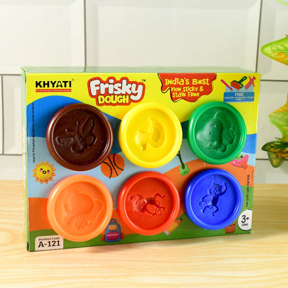 Khyati Frisky Dough Set – 6 Bright Colours with Roller & Cutter Tools