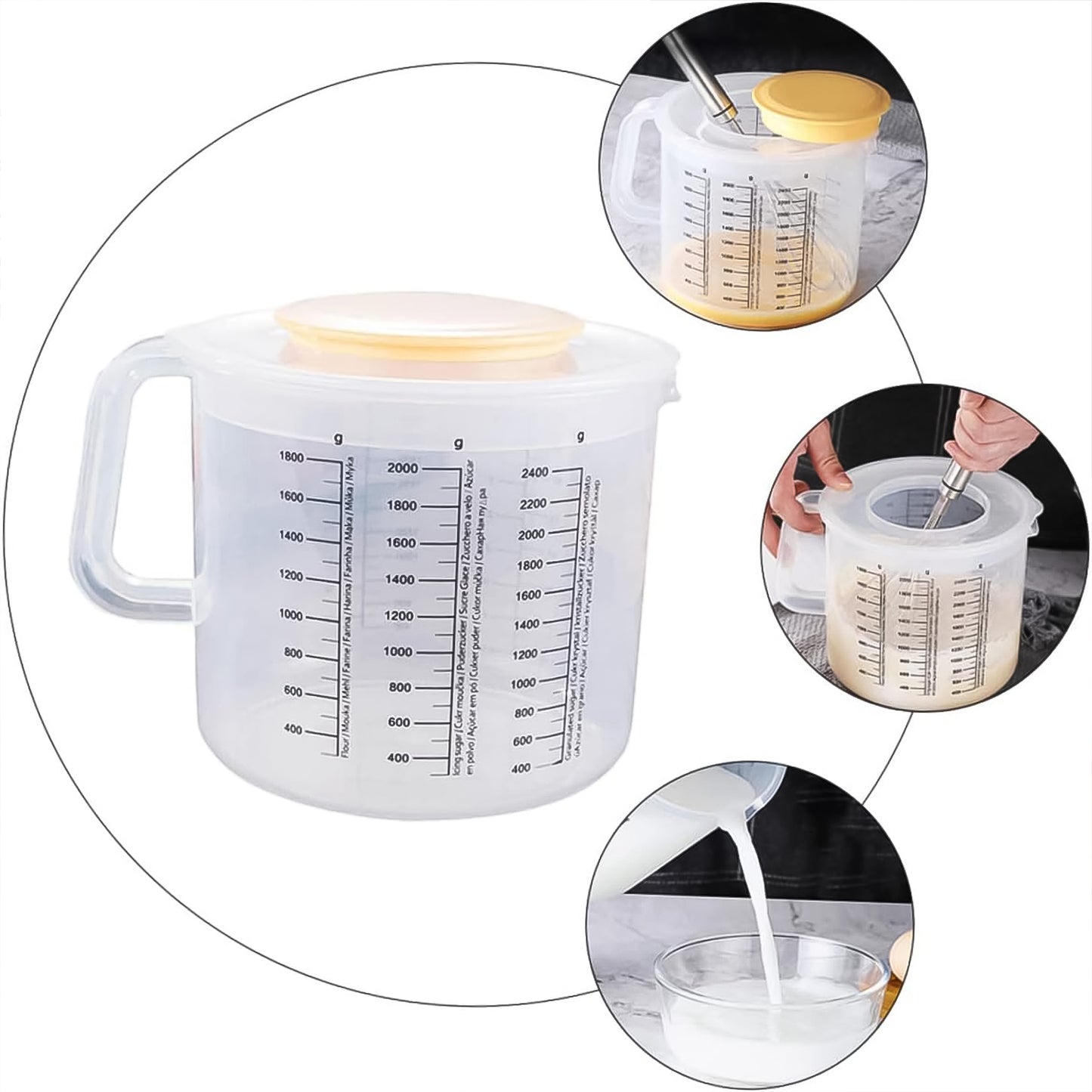 Plastic Baking Measuring Cup 2.5L Measurement with Scale Kitchen Pouring Cup