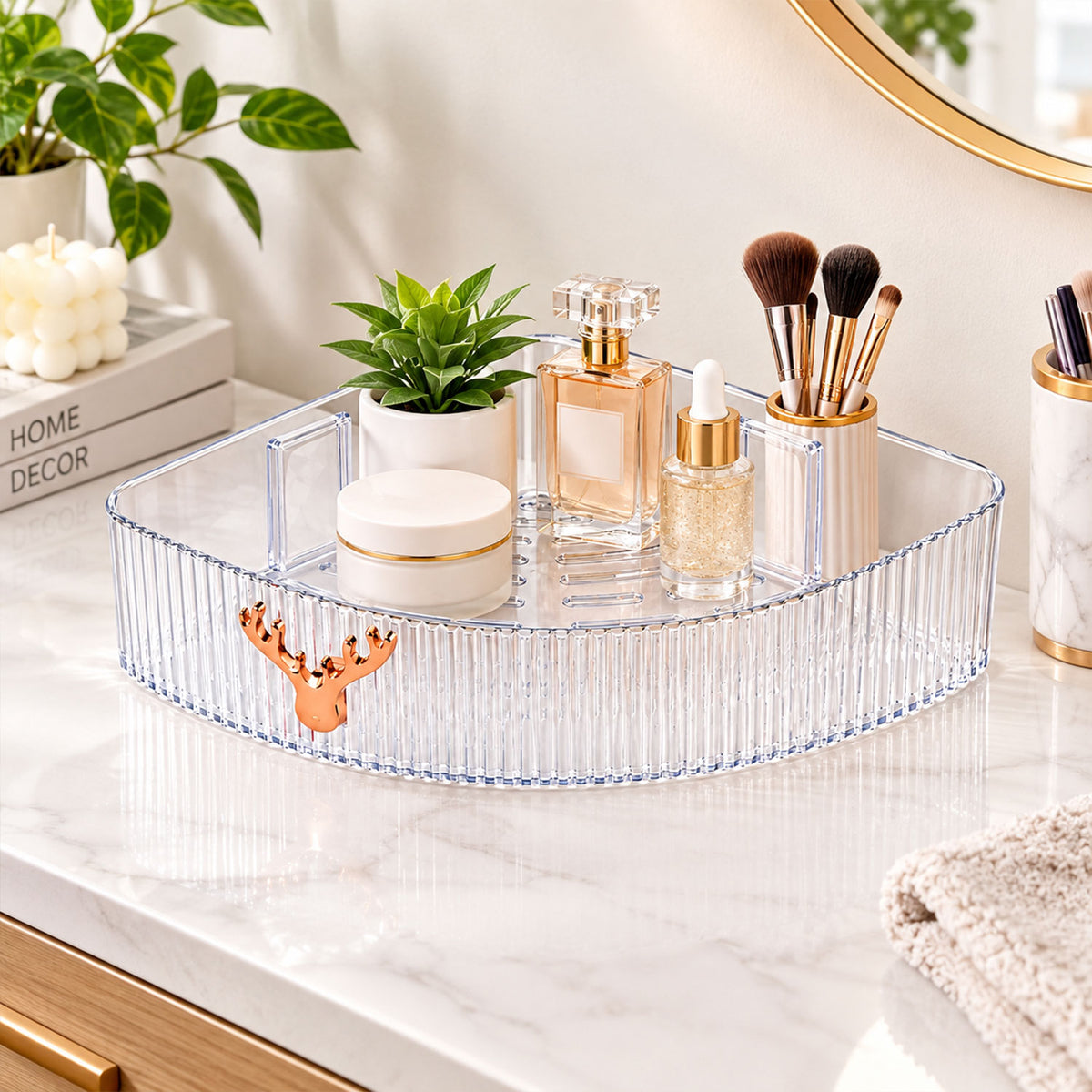 Apex Transparent Corner Rack with Adhesive Mounts for Bathroom Storage Shelf (1 Pc)
