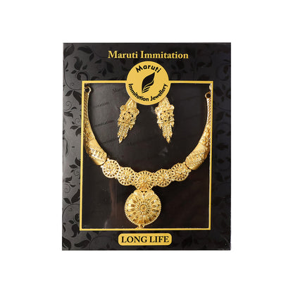 Premium Round Emblem Choker Necklace Set – Stylish Traditional Jewellery for Festive Glam