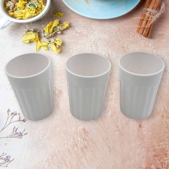5719 Small Plastic Coffee / Tea Cups Reusable Plastic Cup Mug Lightweight Microwavable Dishwasher Safe Unbreakable Camping Coffee Mugs for Tea Milk Water Juice Tea (3 Pcs Set)