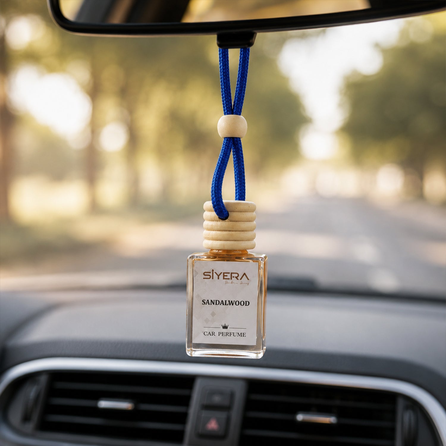 Sandalwood Car Perfume Hanging Air Freshener with Wooden Cap (1 Pc)