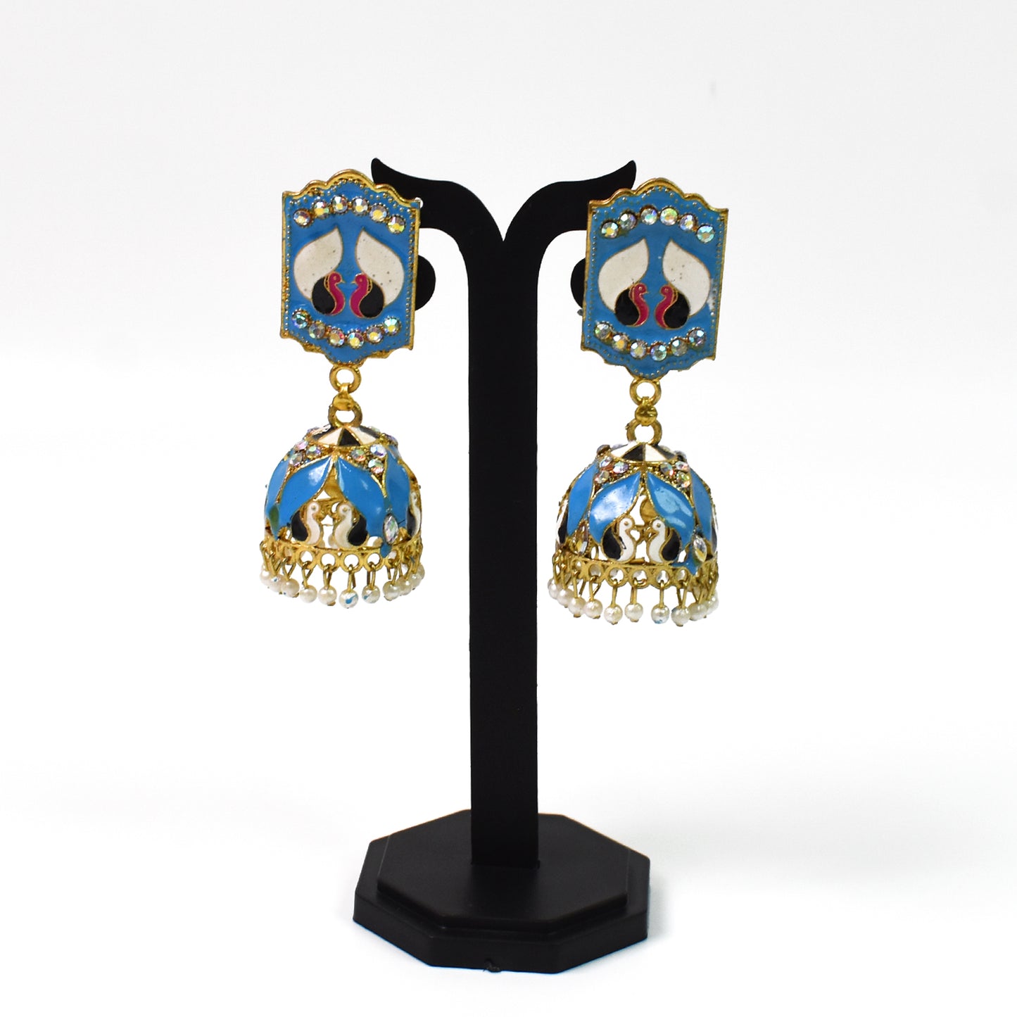 Vibrant Blue-Coloured New Design Jumka Earrings with Elegant Detailing