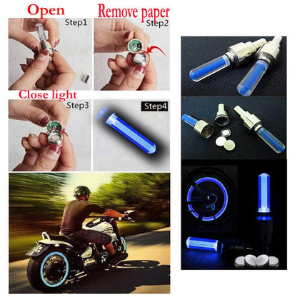 LED Flash Light lamp tyre Wheel Valve Sealing caps (2 Pc / Mix Color)