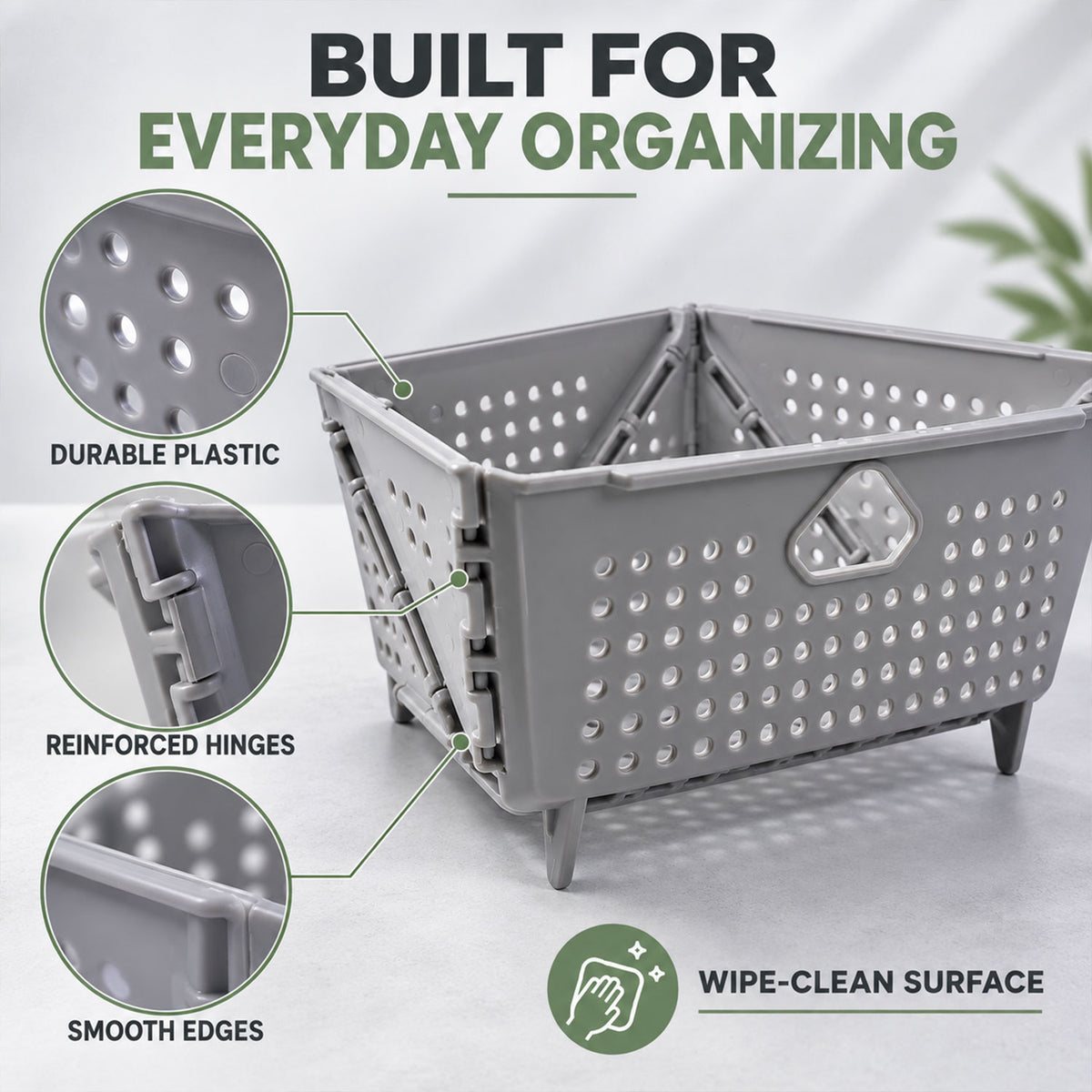 Foldable Storage Basket – Ventilated & Space-Saving | Tidy Table