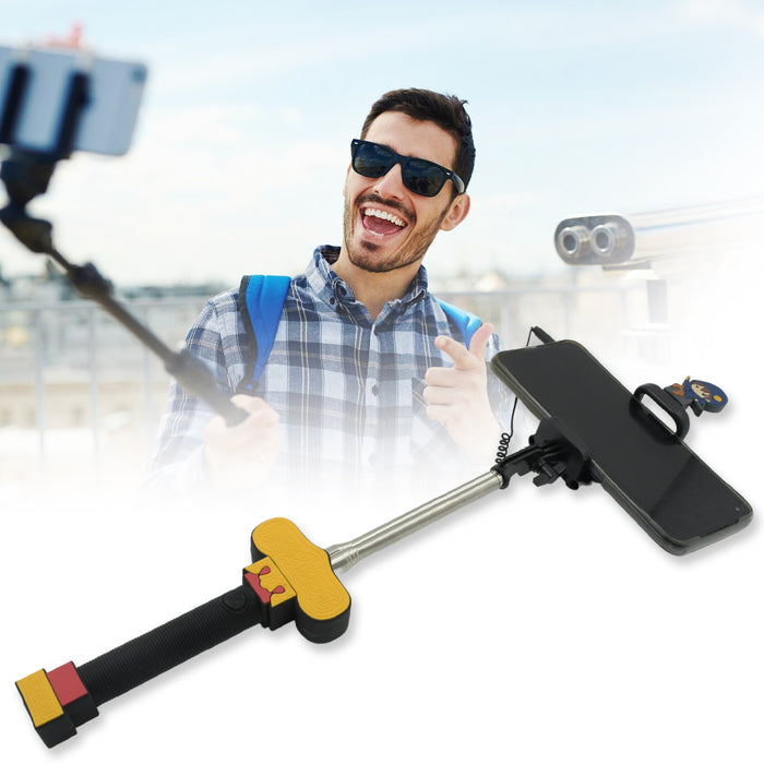 0330 Selfie Sticks Box with Aux Wire for All Smart Phones, Extendable Self Portrait Selfie Stick (1 Pc )