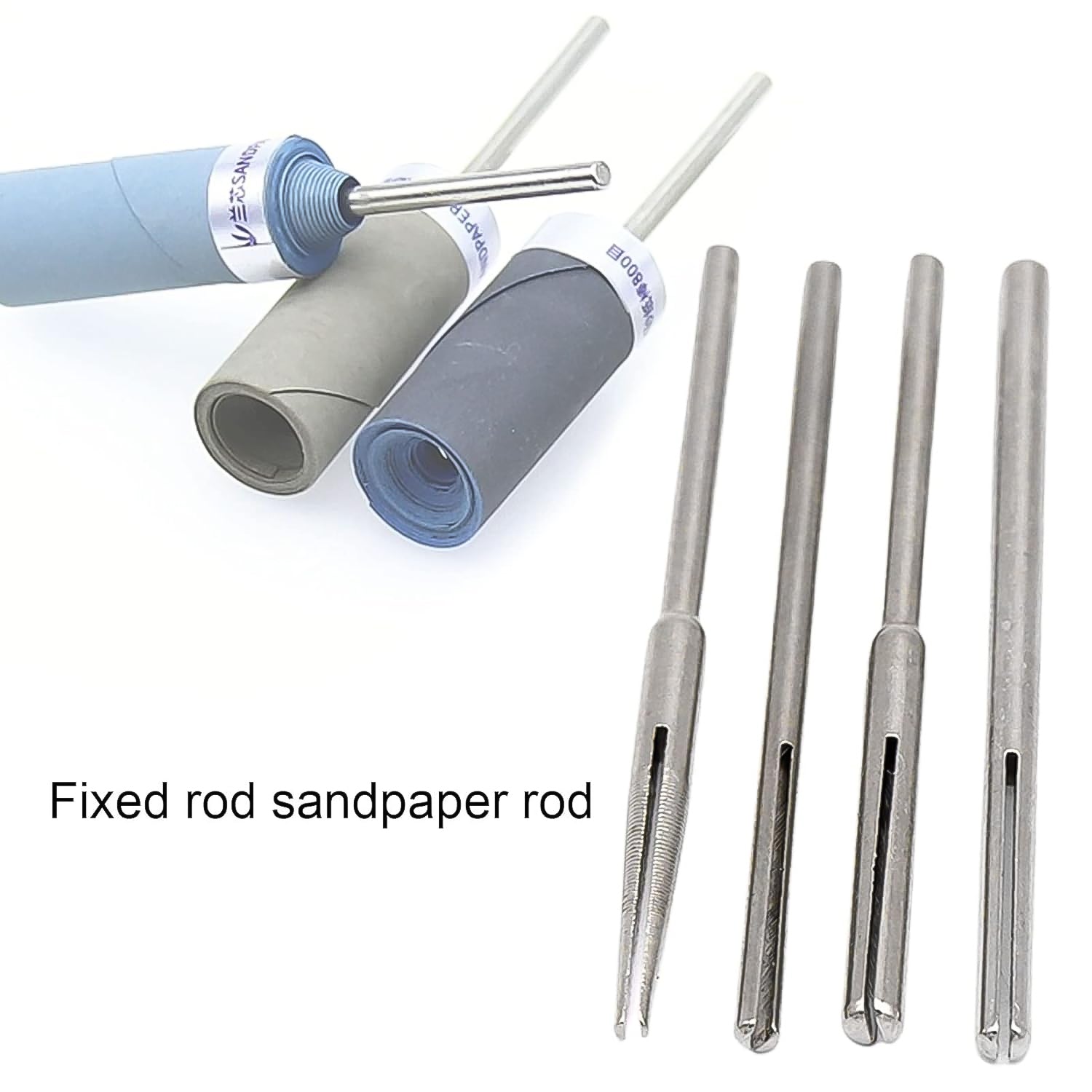 Sandpaper Clamp 3 mm Split Mandrels Long Abrasive Holder (4 Pcs Set)