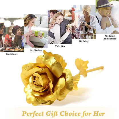 Heart Love Decorative Showpiece with Golden Rose Flower Gift Set (2 Pc)