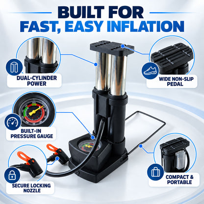 Mini Bike Pump – Portable Foot Operated with Gauge | Safora