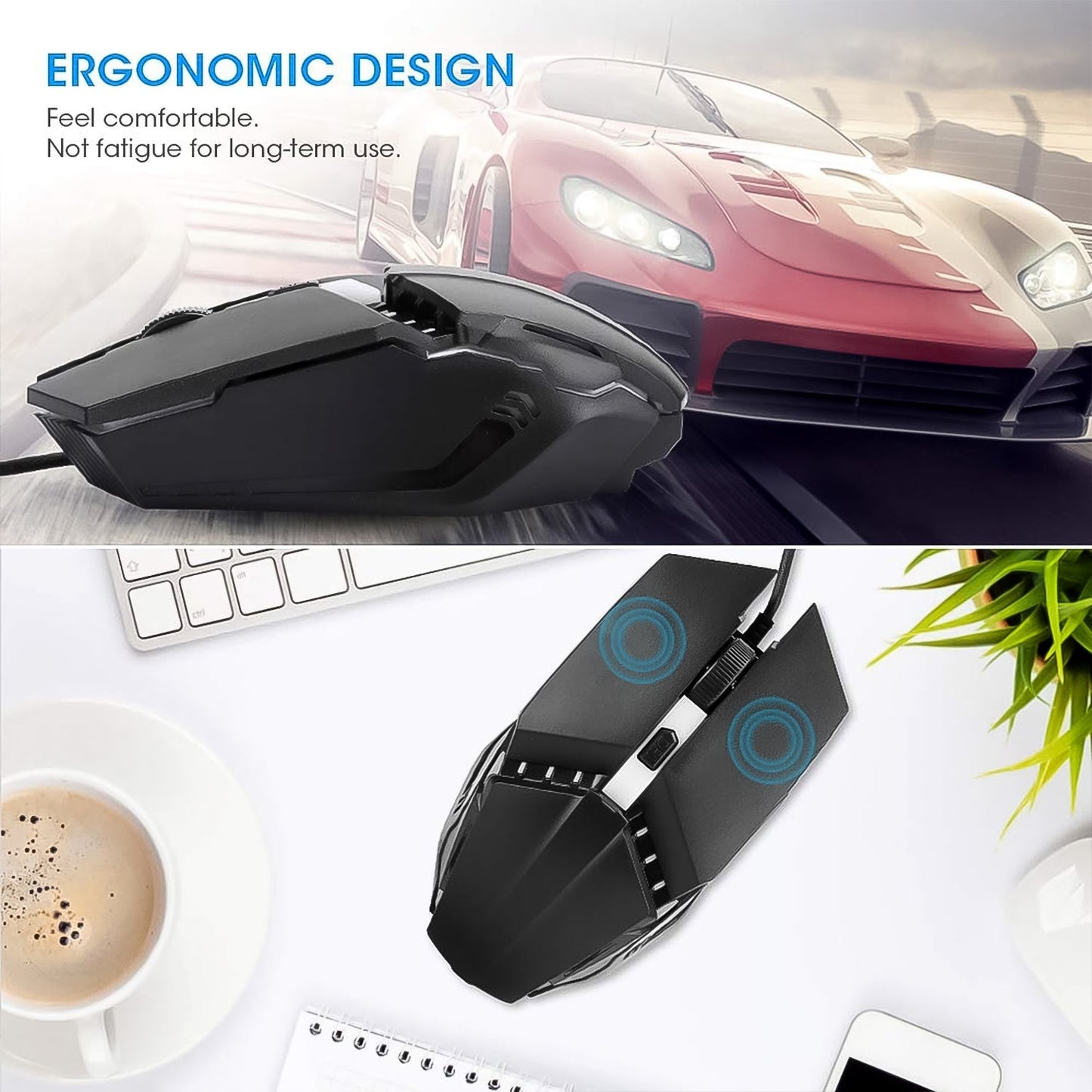 Close-up of ergonomic gaming mouse buttons