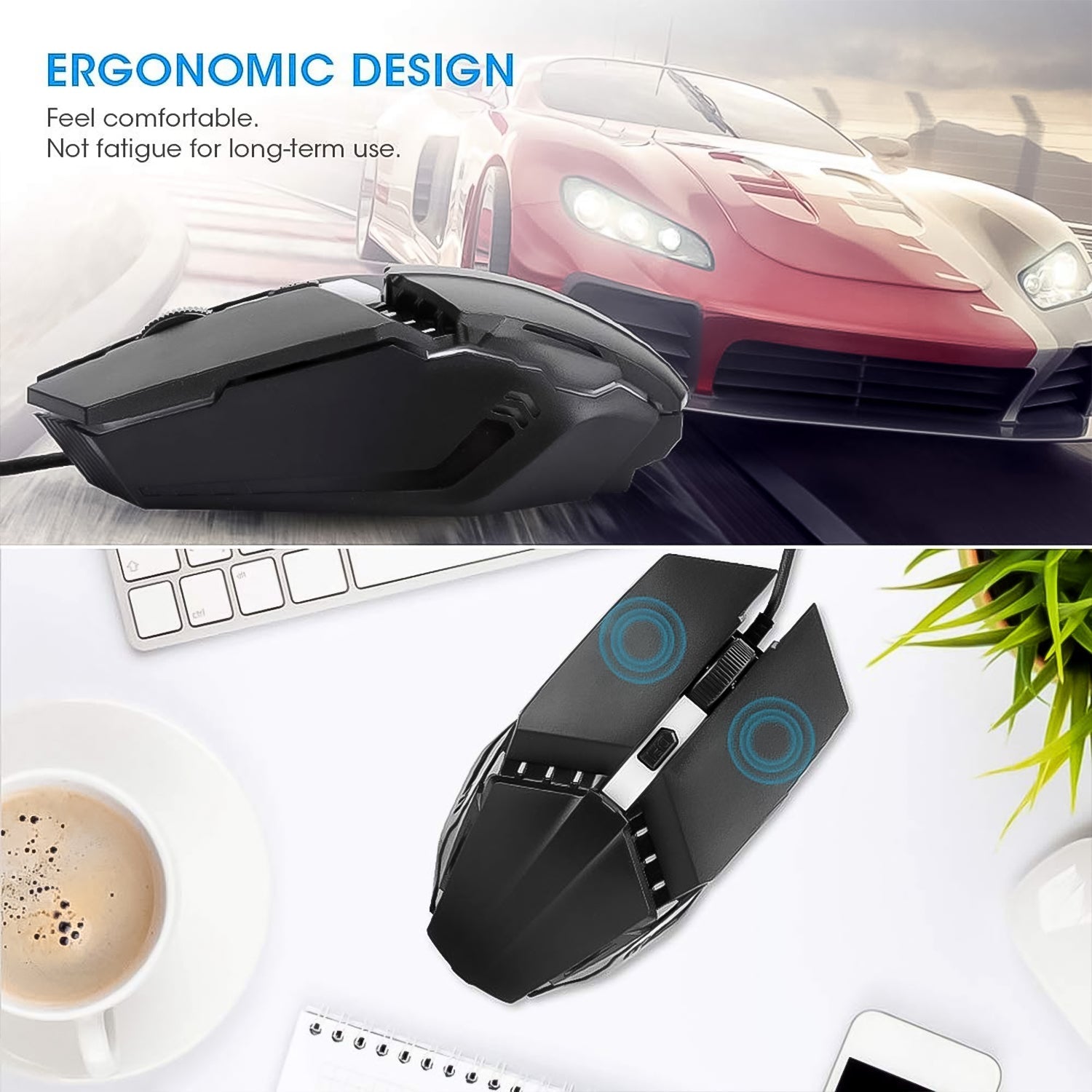Close-up of ergonomic gaming mouse buttons