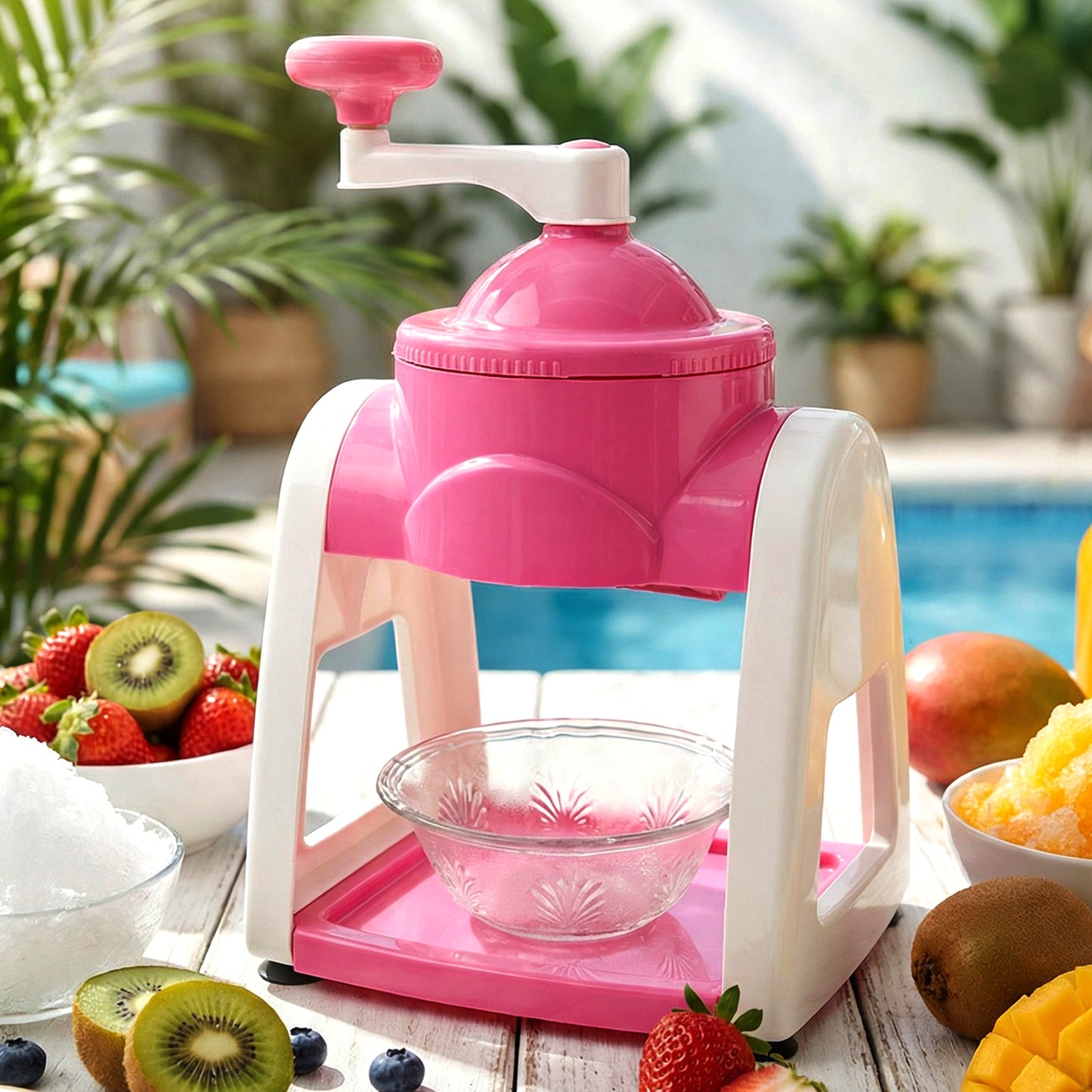 Manual Ice Crusher Machine (1 Set Pink Color)