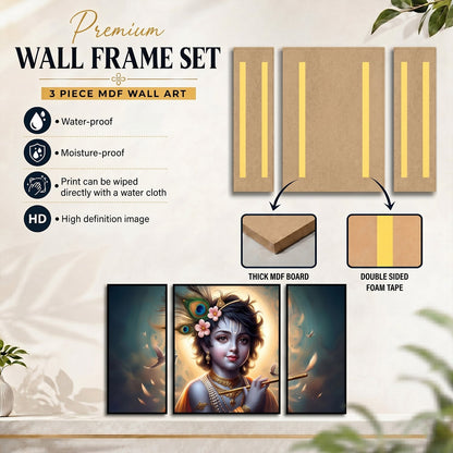 Religious Krishna flute art wall frame gift
