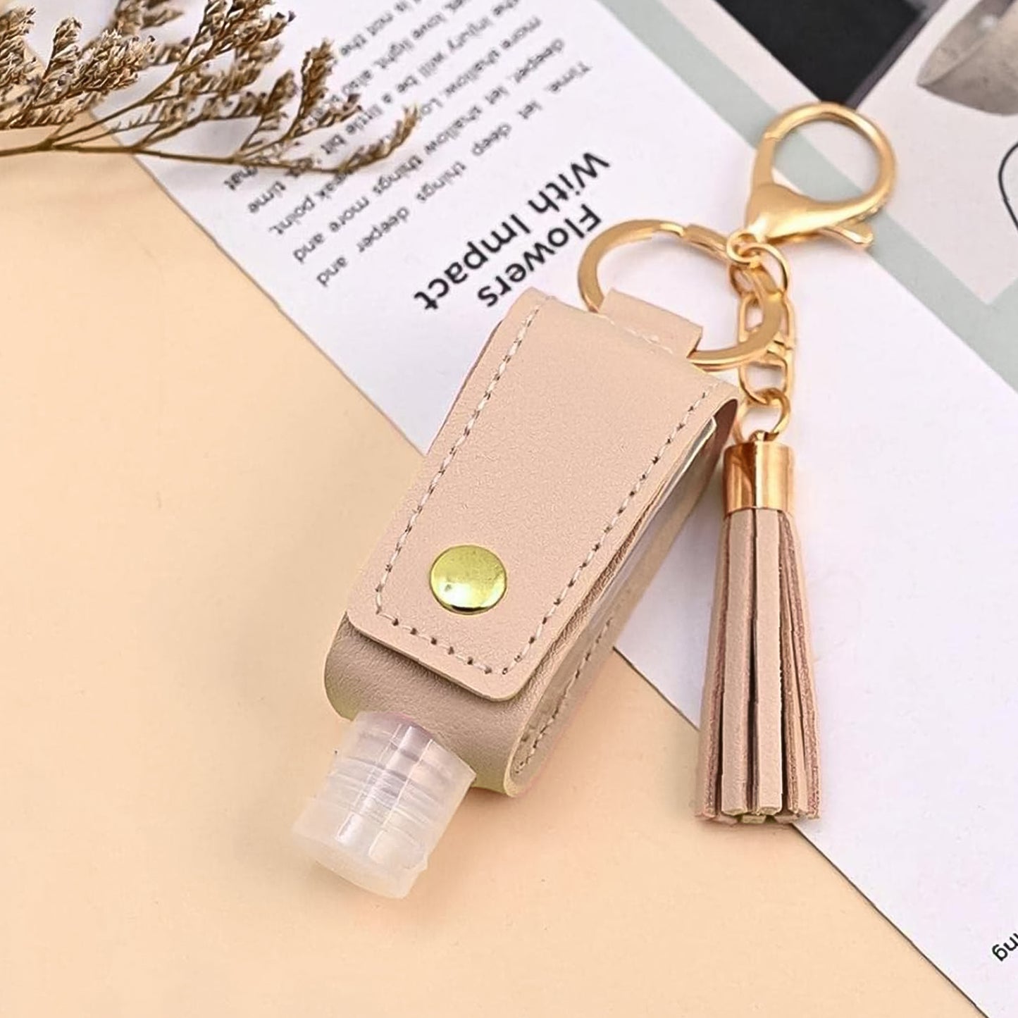 Portable Hand Sanitizer Holder Keychain with Tassel (1 Pc)