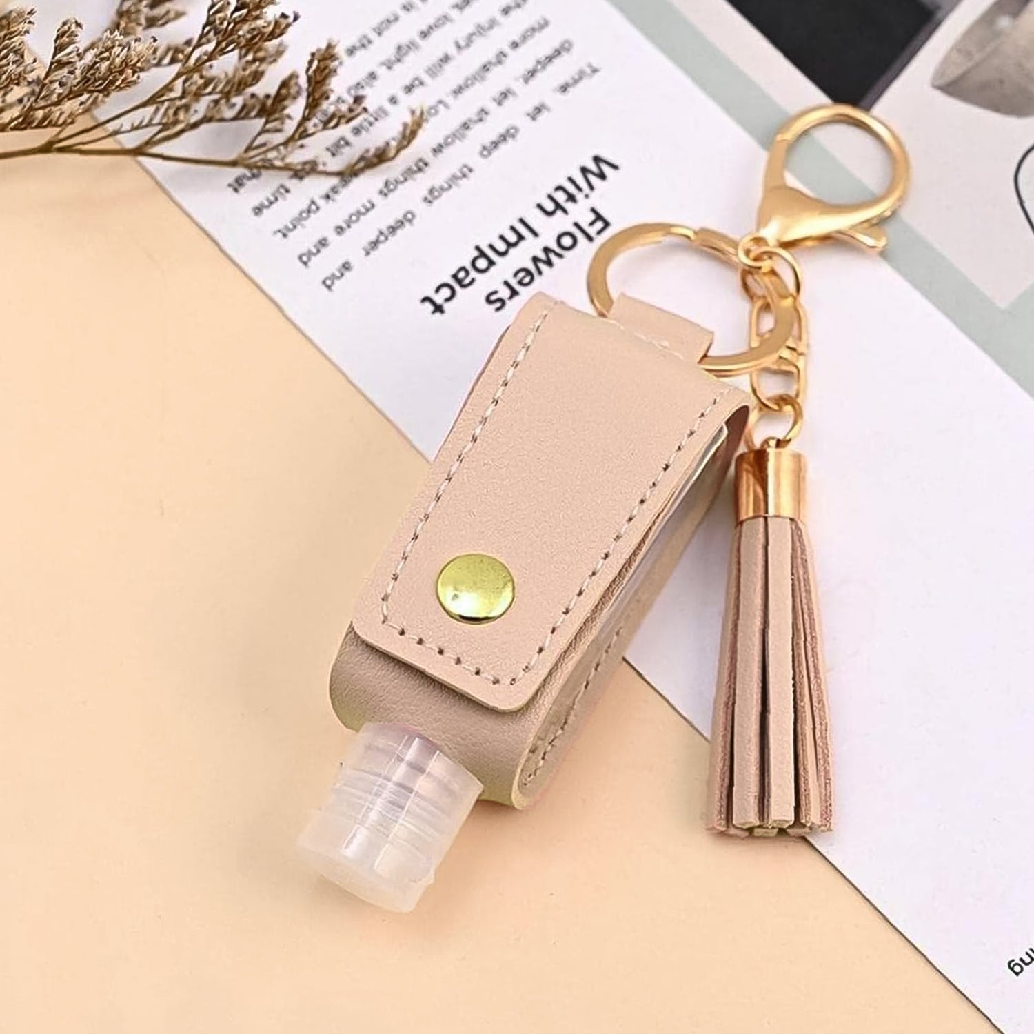 Portable Hand Sanitizer Holder Keychain with Tassel (1 Pc)