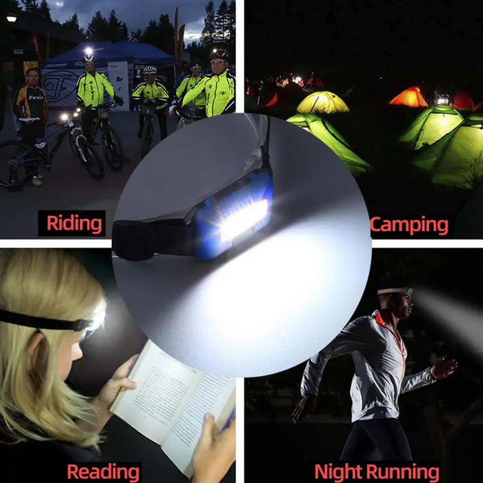 9377 Head lamp Flashlight Waterproof Portable Lantern Headband Light Torch Lamp for Outdoor Camping Hiking Backpack Cycling, Running Hunting 10W Cob(1 Pc)