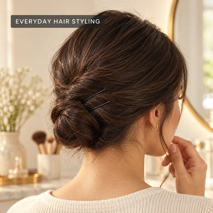 Metal Hair Pins with Rounded Tips for Bun Updo and Everyday Hair Styling (40 Pc)