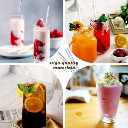 Plastic Reusable Glass Straws Clear Glass Drinking Straw 5Pc