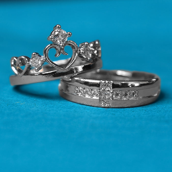 Elegant Silver-Tone Ring Set for Couples