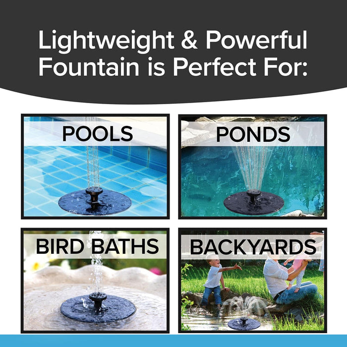 Fast Fountain by Pocket Hose - Solar-Powered - Instantly Adds a Water Feature Virtually Anywhere - 5 Spray Modes - No Installation or Batteries Required - Great for Bird Baths, Pools, Pond & More (1 Pc)
