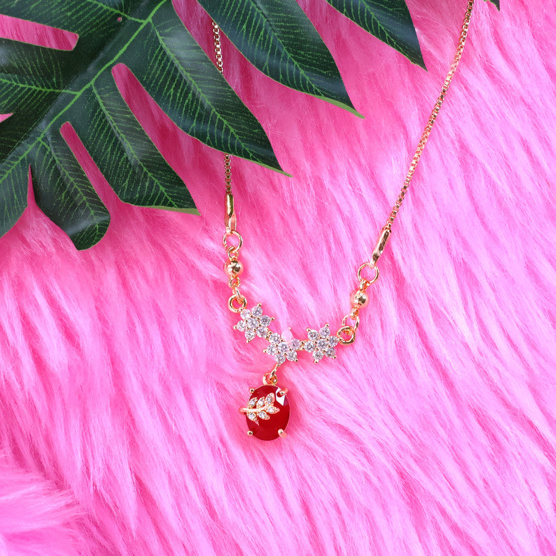 Red Stone Butterfly Pendant Necklace