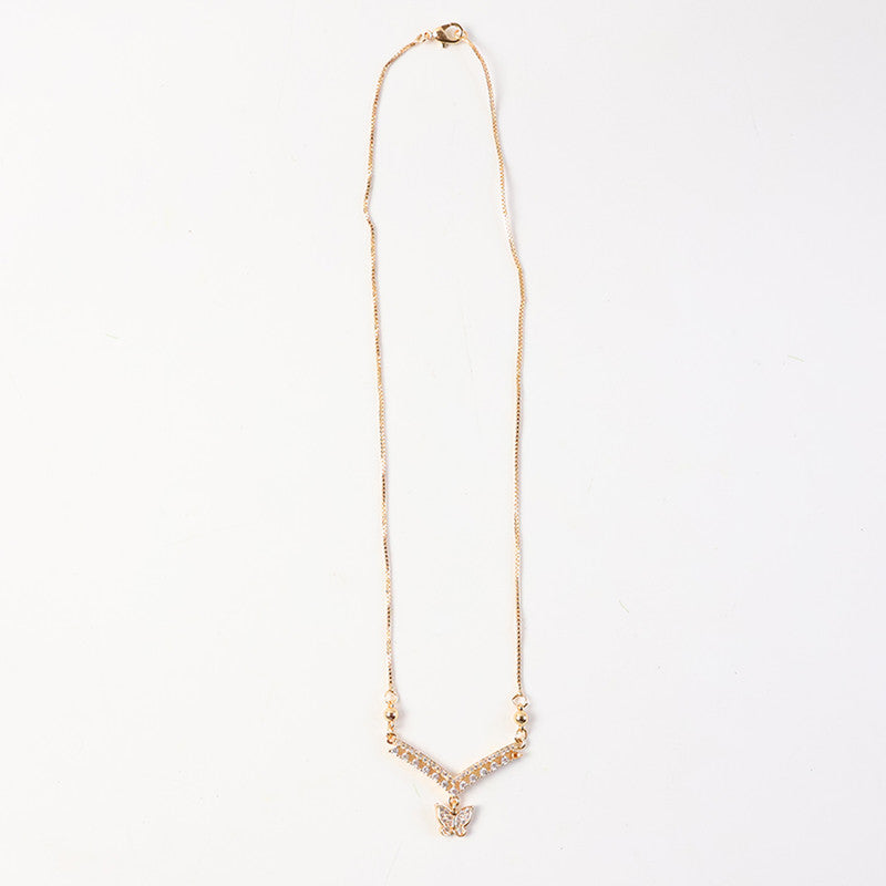 Butterfly Charm V-Shape Pendant Necklace